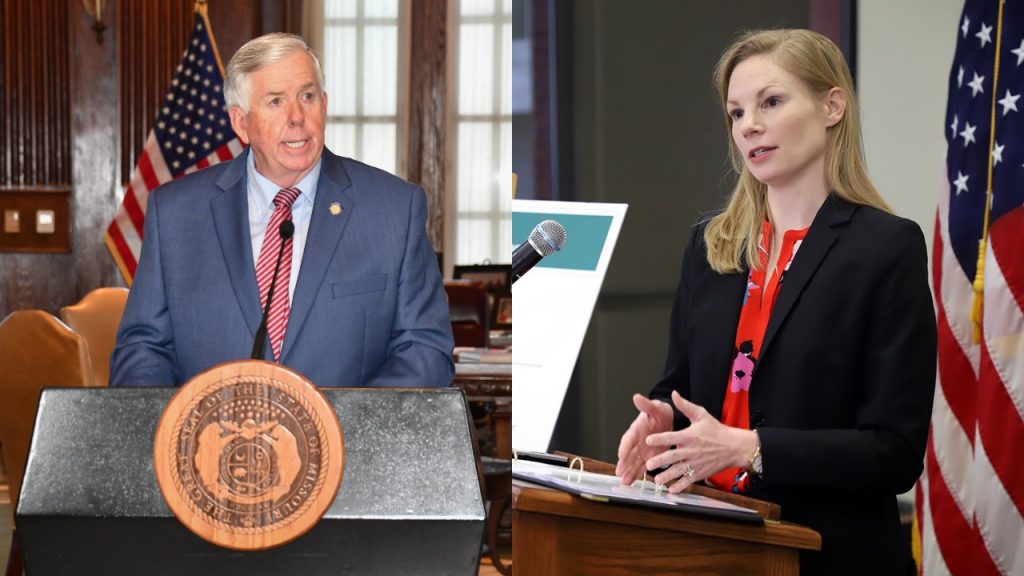 Gov. Mike Parson and State Auditor Nicole Galloway